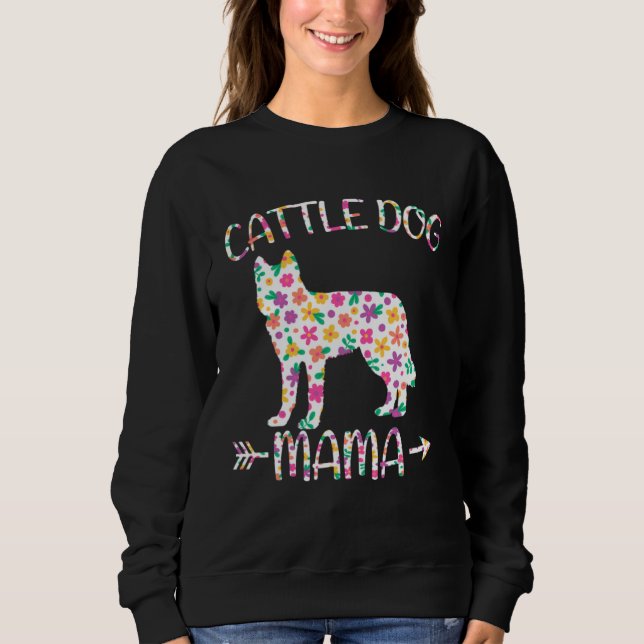 Camiseta Cattle Dog Mama Floral Dog Mom Mothers Day (Frente)