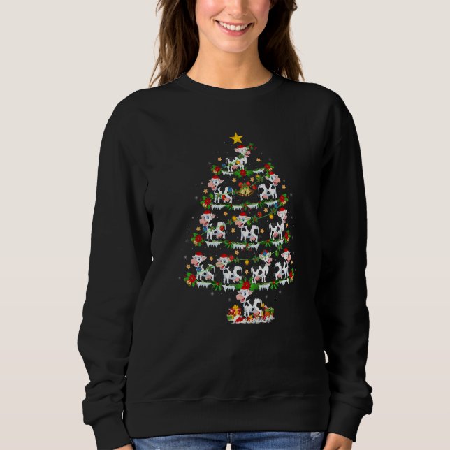 Camiseta Cattle  Xmas Lights Cattle Christmas Tree (Frente)