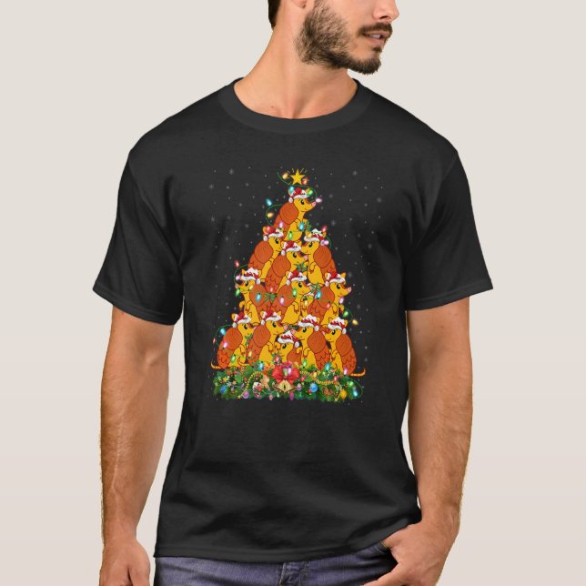 Camiseta Cattle  Xmas Lights Santa Cattle Christmas Tree (Frente)