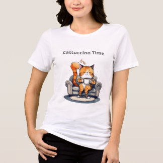 Camiseta Cattuccino Time Funny Cat Tee