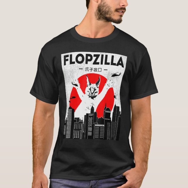 Camiseta Catzilla big floppa meme Flopzilla Caracal Cat (Frente)