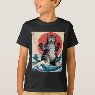 Camiseta Catzilla Cat Arte Japonesa Bonita presentes Para H