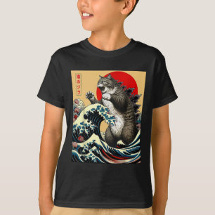 Camiseta Catzilla Cat Arte Japonesa Bonita presentes Para H