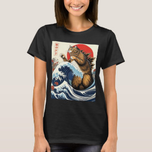 Camiseta Catzilla Cat Arte Japonesa Bonita presentes Para H
