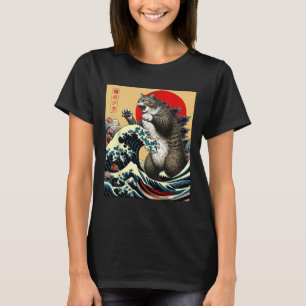 Camiseta Catzilla Cat Arte Japonesa Bonita presentes Para H