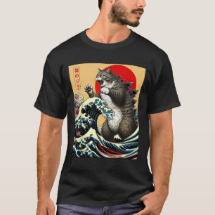 Camiseta Catzilla Cat Arte Japonesa Bonita presentes Para H