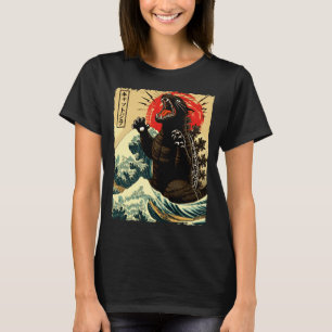 Camiseta Catzilla Divertido Estilo Japonês
