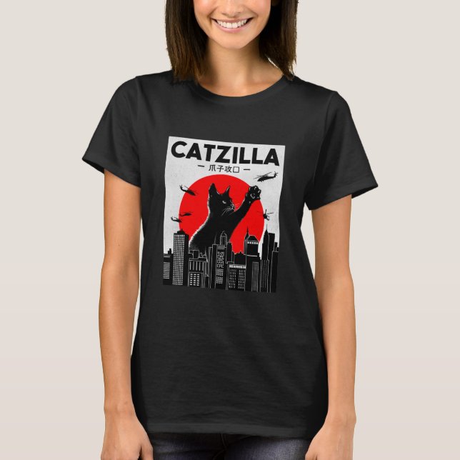 Camiseta Catzilla Engraçado Gato Engraçado Gato Gato (Frente)