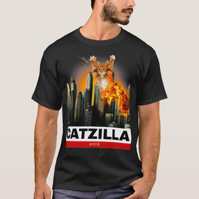 Camiseta CATZILLA Funny Gatinho para amantes de Cat (Frente)