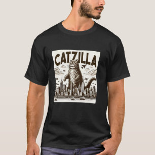 Camiseta Catzilla Gato Divertido Amante da Cidade Urbana Ki