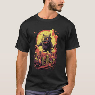 Camiseta catzilla gato saltando para amante de gatos grande