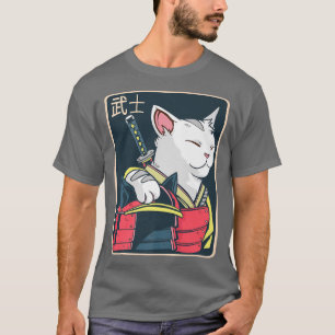 Camiseta Catzilla Japonês Cat Art Katana Sword Anime Ni