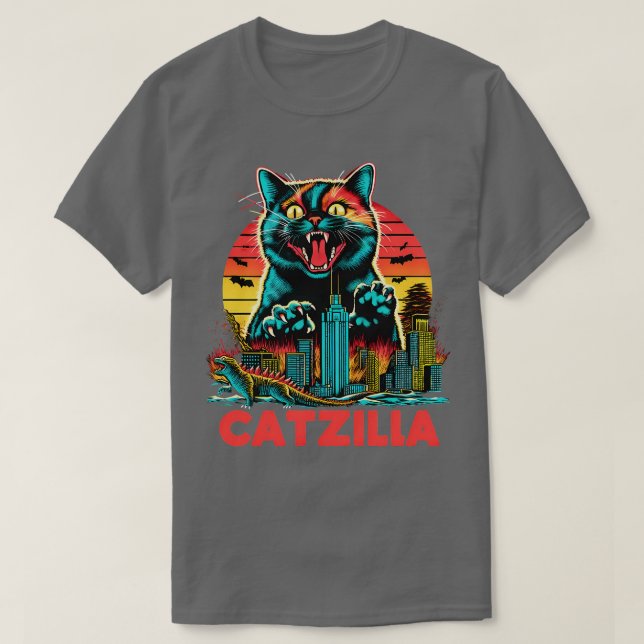 Camiseta CATZILLA, o furioso comandante felino (Frente do Design)