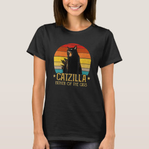 Camiseta Catzilla Padre Do Gato Retro Vintage Sunset