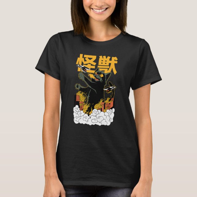 Camiseta Catzilla Raivoso Kaiju Gato Monstro (Frente)