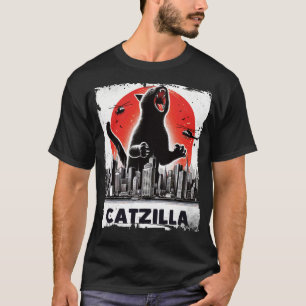 Camiseta Catzilla Roaring Over City Skyline Cat Monster