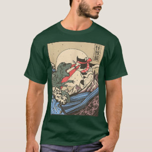 Camiseta Catzilla vs Kaiju Vintage Engraçado Gato de Arte E