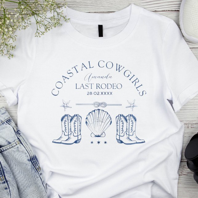 Camiseta Caubói Costeira Náutica Ocidental Despedida de Sol (Coastal Cowgirl tshirt is the perfect beach bachelorette party tee matching bridesmaids)
