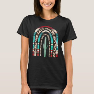 Camiseta Caubói Country Texas Mulheres Cacto Arco-íris