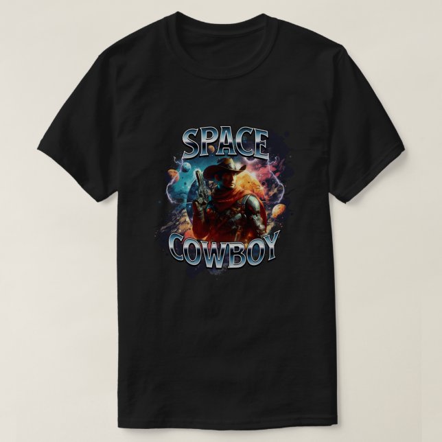 Camiseta Caubói do Espaço Real no Espaço Sideral (Frente do Design)