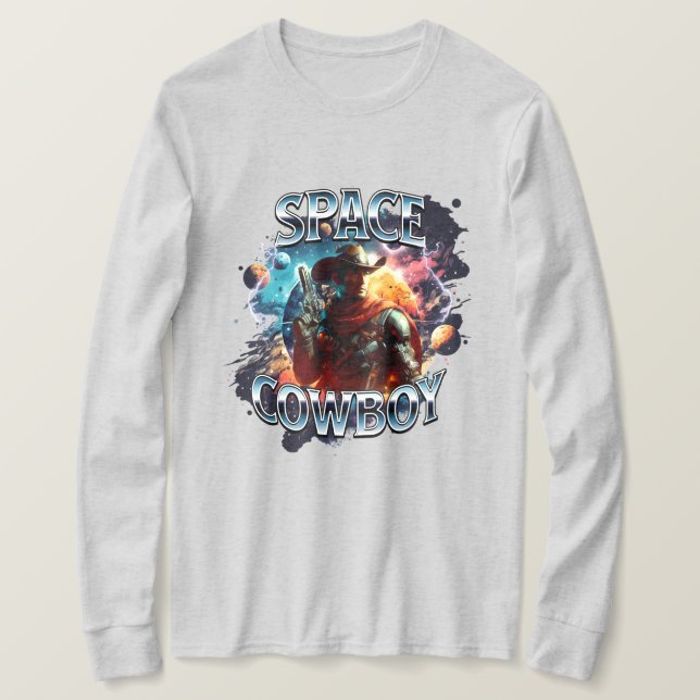 Camiseta Caubói do Espaço Real no Espaço Sideral (Frente do Design)