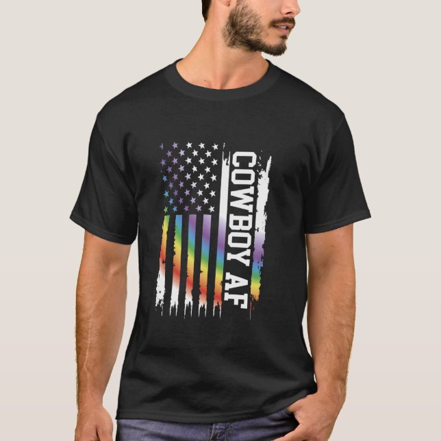 Camiseta Caubói Dos Estados Unidos Chuva De Arco-Íris Disto (Frente)