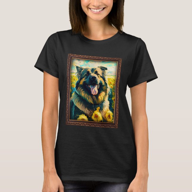 Camiseta Caucasian Shepherd Painting Sunflower Flower Mom W (Frente)