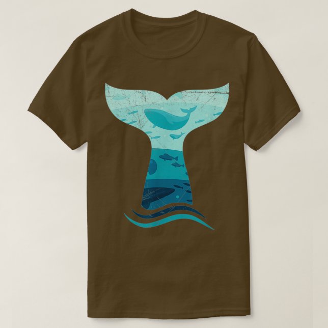 Camiseta Cauda de Baleia no Oceano Orca de Ondas (Frente do Design)