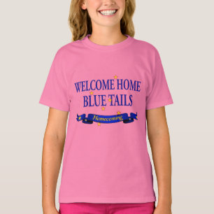 Camiseta Caudas azuis Home bem-vindas
