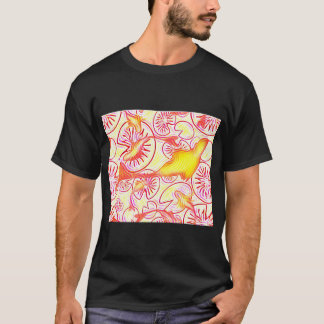 Camiseta caudas de peixe, peixe glassmorphism, vermelho, am