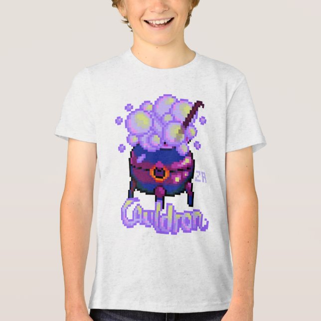 Camiseta Cauldron, heksenketel, pixel art Halloween (Frente)