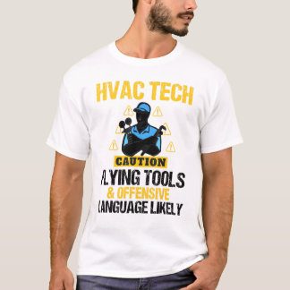 Camiseta Caution Flying Tools Mens Hvac Technician Tech