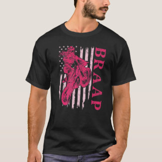Camiseta Cavaleira de Moto Cross Braap Meninas Rosa EUA Ame