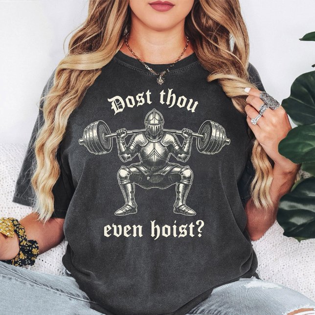 Camiseta Cavaleiro Agachando com Barra "Tu Até Levantas" (Criador carregado)