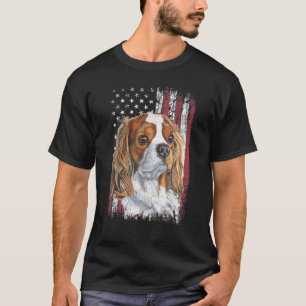 Camiseta Cavaleiro Americano Patriótico Rei Charles Dog Usa
