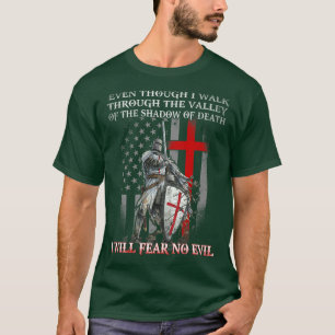 Camiseta Cavaleiro Americano Templário Eu Não Terei Medo De
