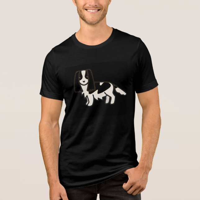 Camiseta cavaleiro carles spaniel preto e branco (Frente)