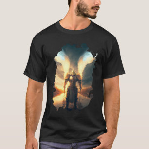 Camiseta Cavaleiro com uma lança no reflexo da água