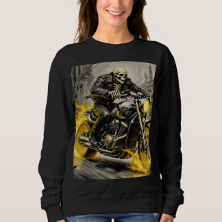 Camiseta Cavaleiro da Caveira em Bicicleta Flamejante
