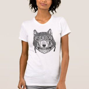 Camiseta Cavaleiro da motocicleta do cão do lobo