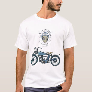 Camiseta cavaleiro da motocicleta e velomotor velho, cor