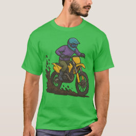 Camiseta Cavaleiro de Bicicleta Dirt em Ação