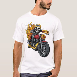 Camiseta Cavaleiro de Cachorro Quente � Caveira de Motocicl
