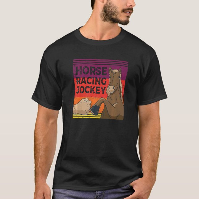 Camiseta Cavaleiro de Corrida de Cavalos Cavalo Corredor (Frente)