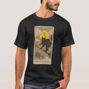 Camiseta Cavaleiro de Paus de Cartão de Tarot e Gato Gráfic
