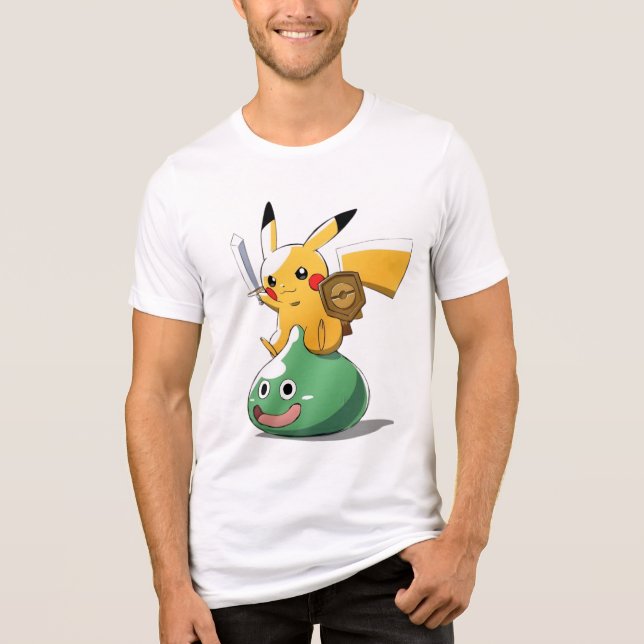 Camiseta Cavaleiro de Slime Pikachu (pokemon) (Frente)