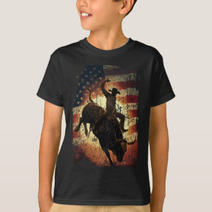 Camiseta Cavaleiro de Touro de Rodeio Patriota Cowboy Bande