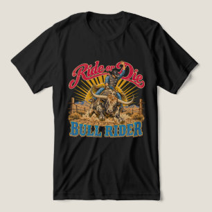 Camiseta Cavaleiro de Touro Ride or Die Rodeio Ocidental Re