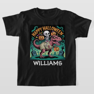 Camiseta Cavaleiro Dino Assustador – Esqueleto no T-Rex de
