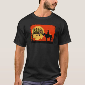 Camiseta Cavaleiro Equestre Amante de Cavalos Gráfico Retro
